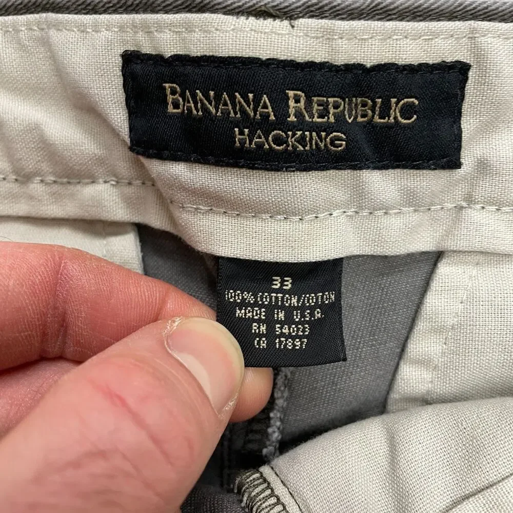 Banana Republic Hiking Chino Shorts Mens 33 Gray Straight Cotton 32x9 Pockets
